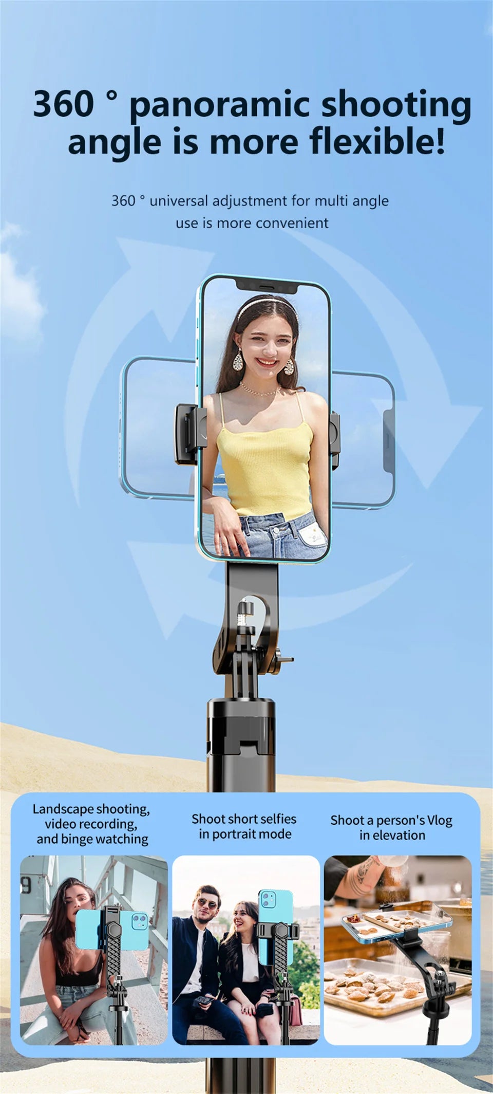 130cm Long Selfie Stick Tripod Extendable Wireless Bluetooth