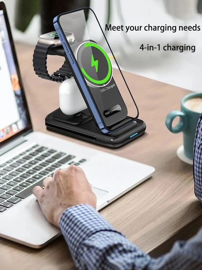 15W 4 in 1 QI2 Magnetic Folding Wireless Charger Fast Charging