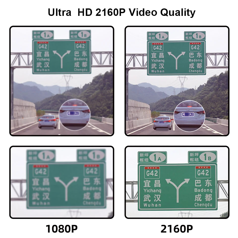 E-ACE Dash Cam 4K 3 Inch Mini Car Dvr Dual Lens