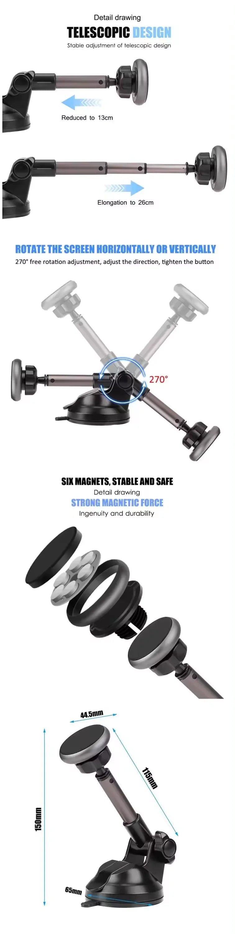 Magnetic Car Mobile Phone Holder Smartphone Auto Stand