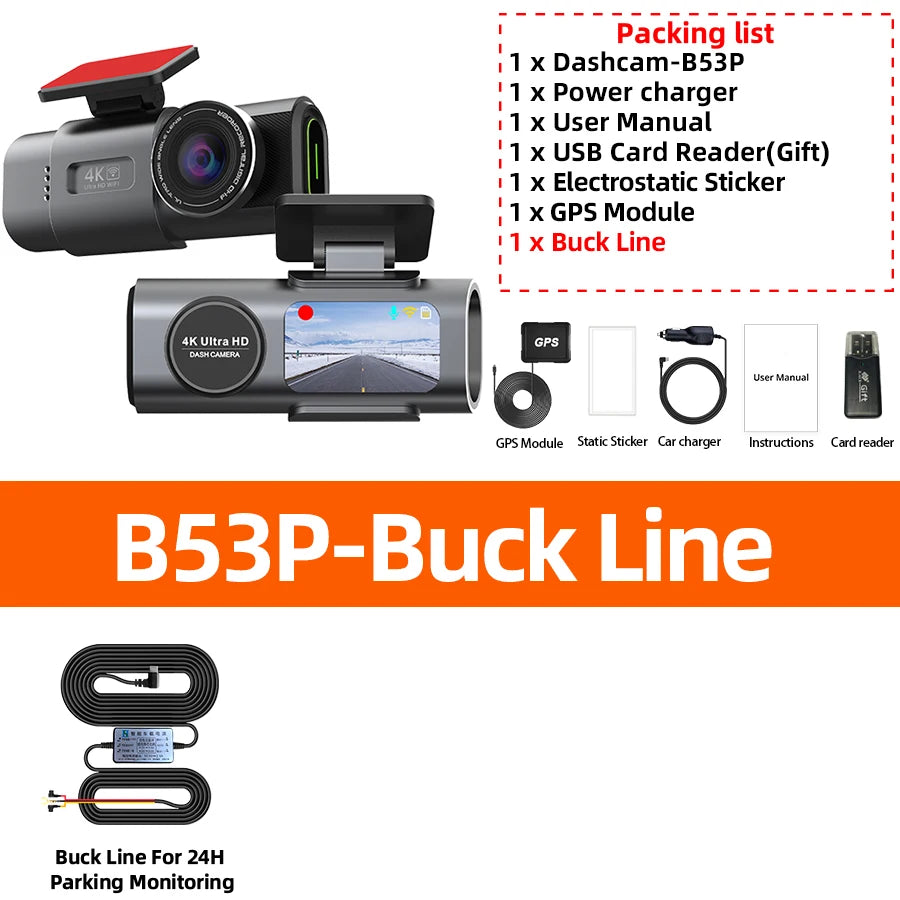 Yangood 4K Dash Cam Dual Channel Dual Lens Night Vision