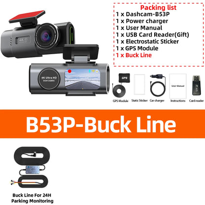 Yangood 4K Dash Cam Dual Channel Dual Lens Night Vision