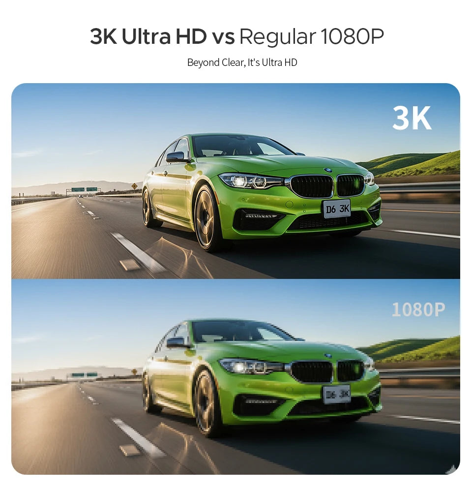 KAWA Dash cam Video Recorder D6 3K Car Camera Car DVR
