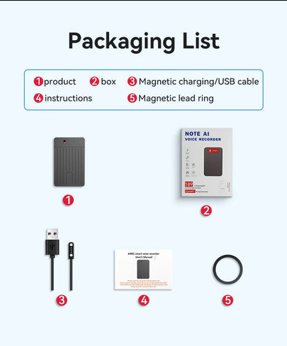 Ultra-Thin 180 Languages AI Voice Recorder Online Translator