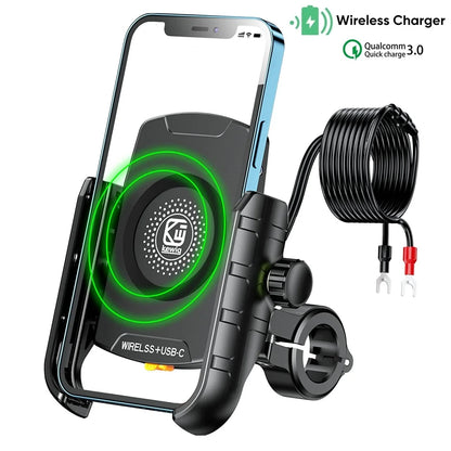Motorcycle Phone Holder Wireless Charging Cradle 3.0 Quick Charger