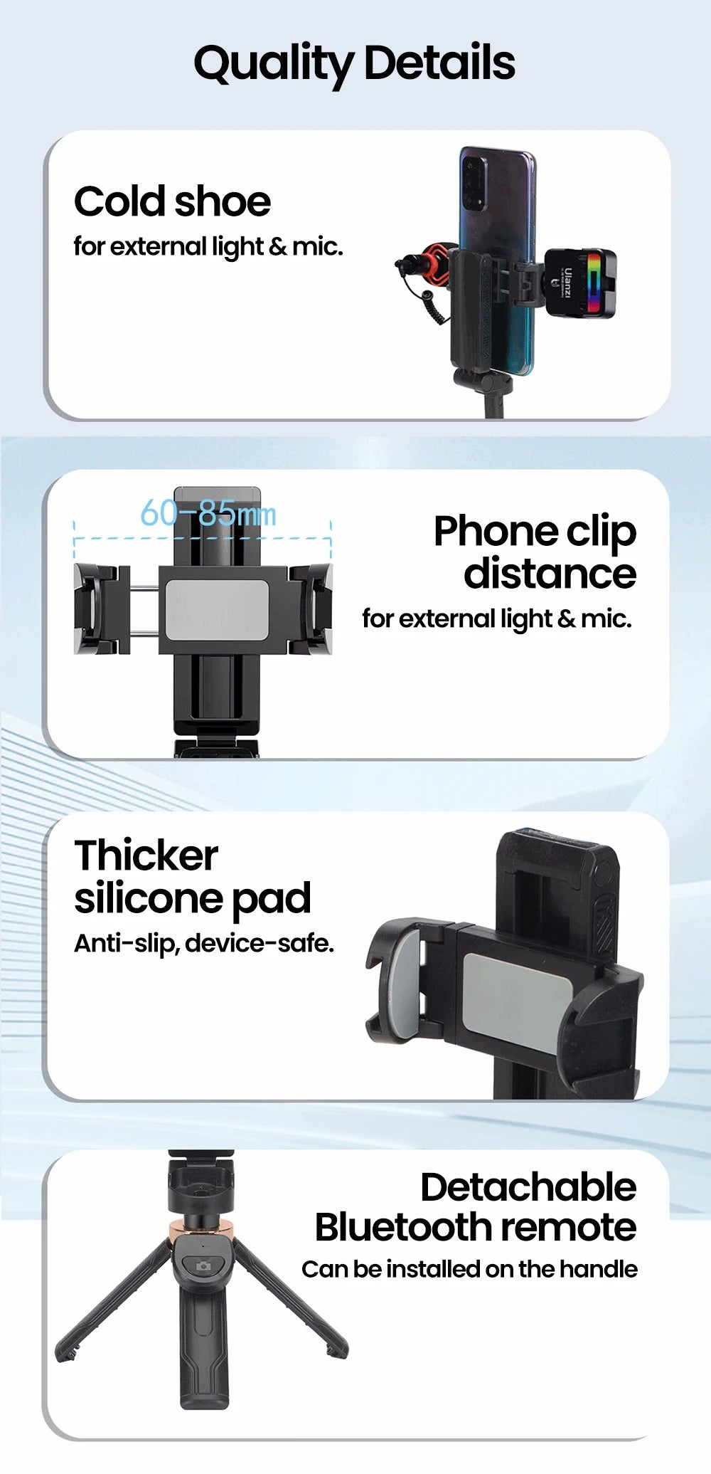 Elough Selfie Stick Tripod Phone Stand Shooting Aid Wireless