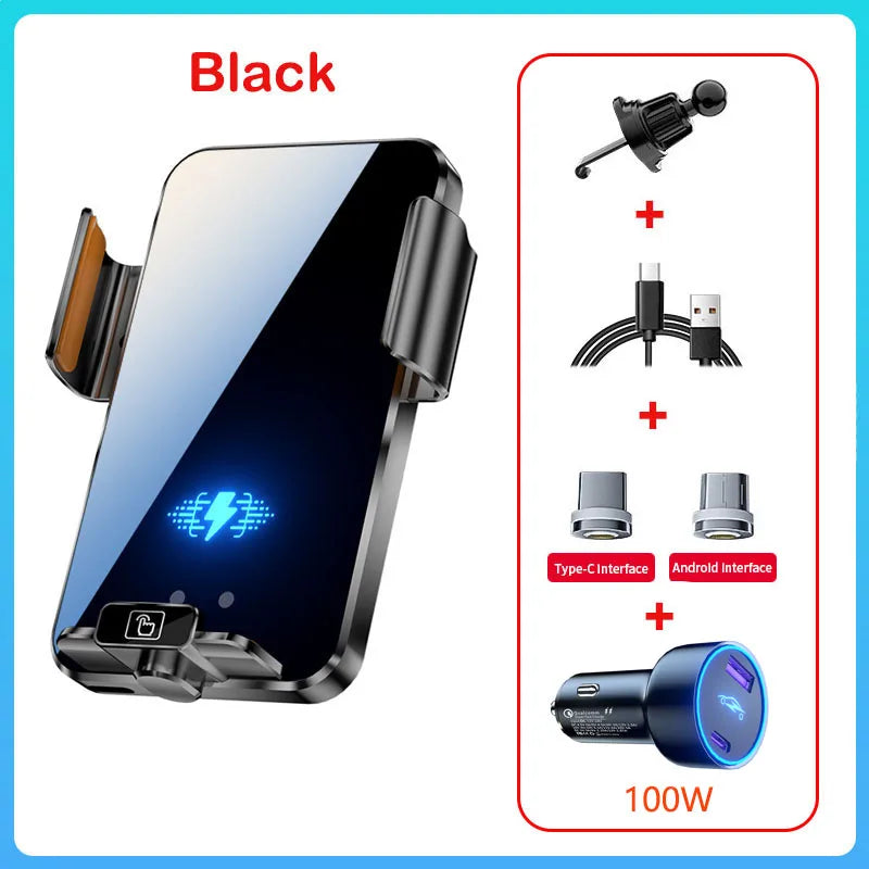 66W Magnetic Head Car Phone Holder 15W Fast Wireless Charger