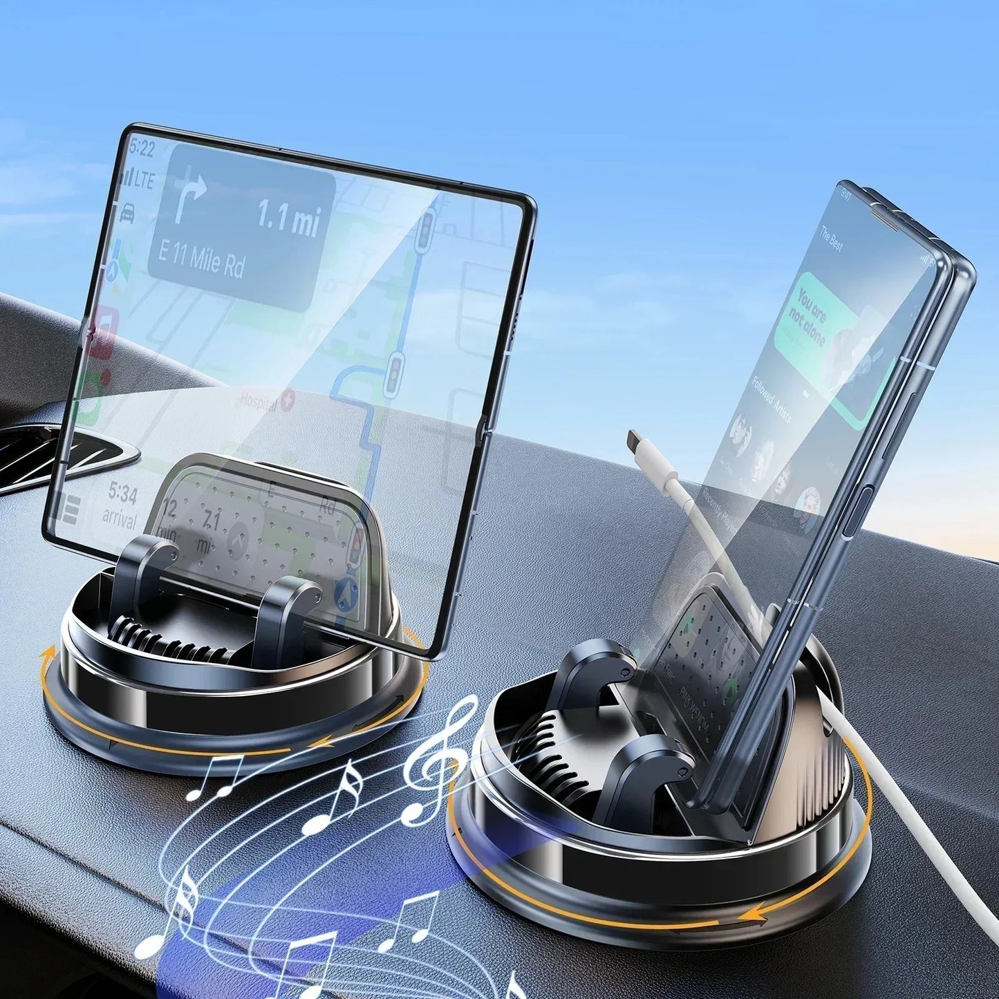 Eary Car Phone Holder Stand Mount for Dashboard With 360 Rotatable Stand