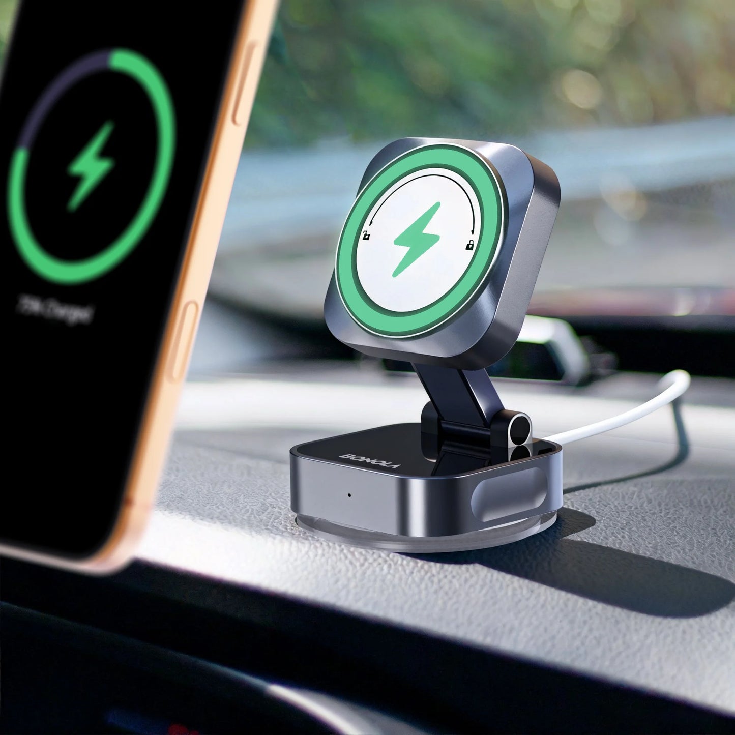 Bonola Suction Cup Car Wireless Charger Foldable Suction Stand