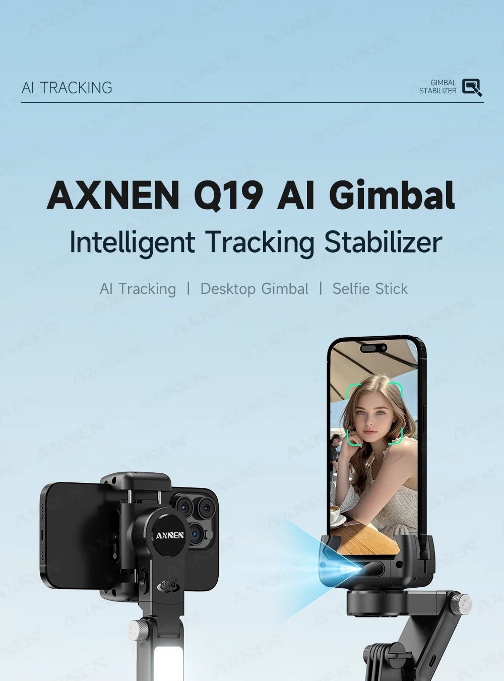 AXNEN AI Desktop Gimbal Tripod Extendable Selfie Stick
