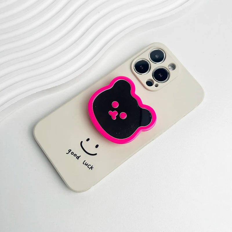 Cute Bear Mirror Magnetic Socket Grip Phone Holder