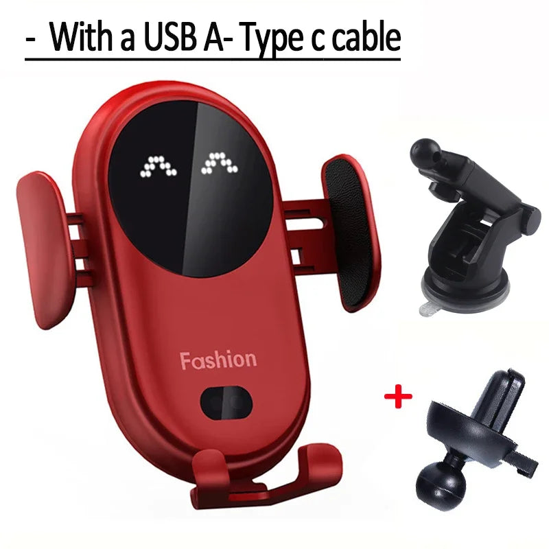 Fashion Qi Fast Wireless Charger Car Phone Holder Smart  Sensor