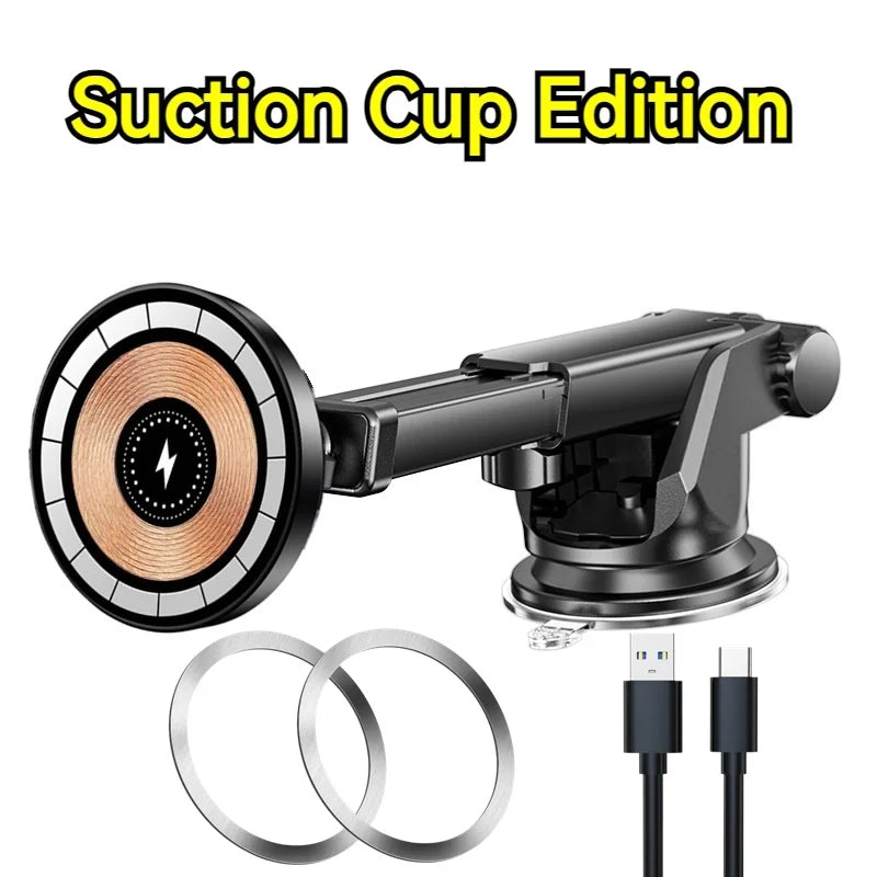 15W Car Magnetic Wireless Charger Holder with Metal Body