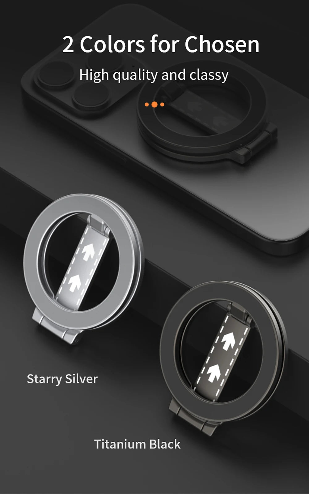 Double-Sided Magnetic Attraction Cell Phone Circular Holder