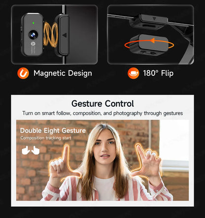 Foldable 3-Axis Phone Gimbal Stabilizer with Telescopic Rod