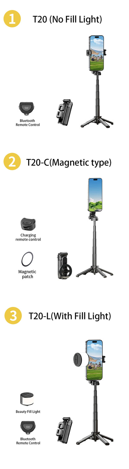 Magnetic Phone Holder 360° Rotation Pocket Selfie Stick Tripod