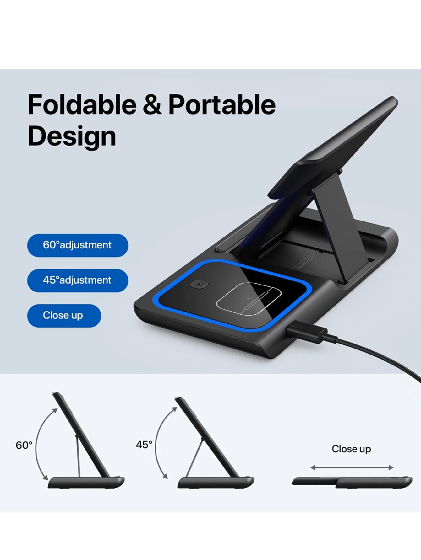 30W 3 in 1 Night Light Wireless Charger Stand Charging Station