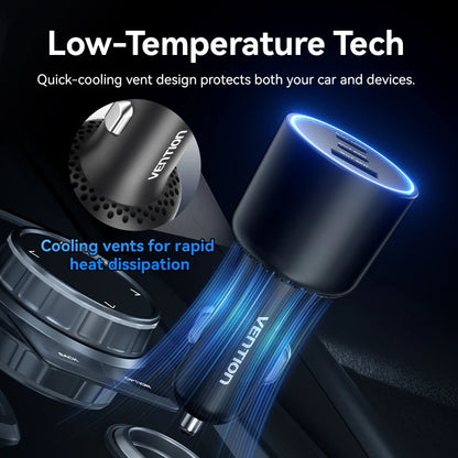 Vention 165W USB C Car Charger 3-Port Charging Adapter