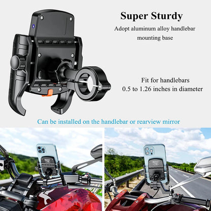 Motorcycle Phone Holder Wireless Charging Cradle 3.0 Quick Charger