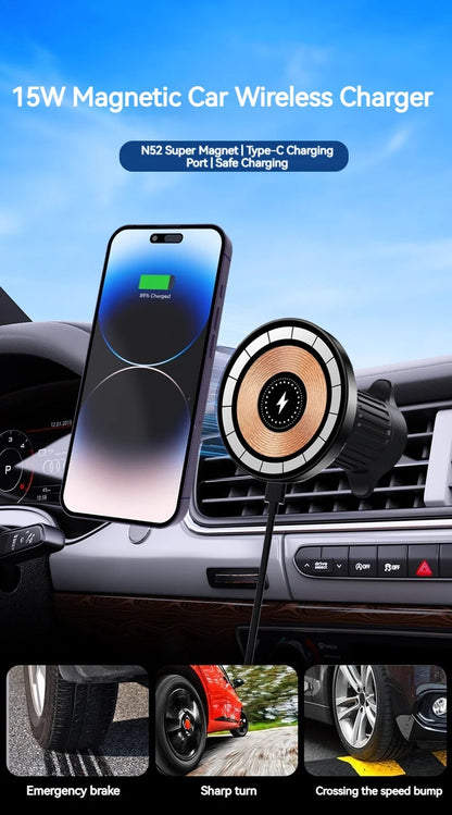 15W Universal Magnetic Car Phone Wireless Charger Holder