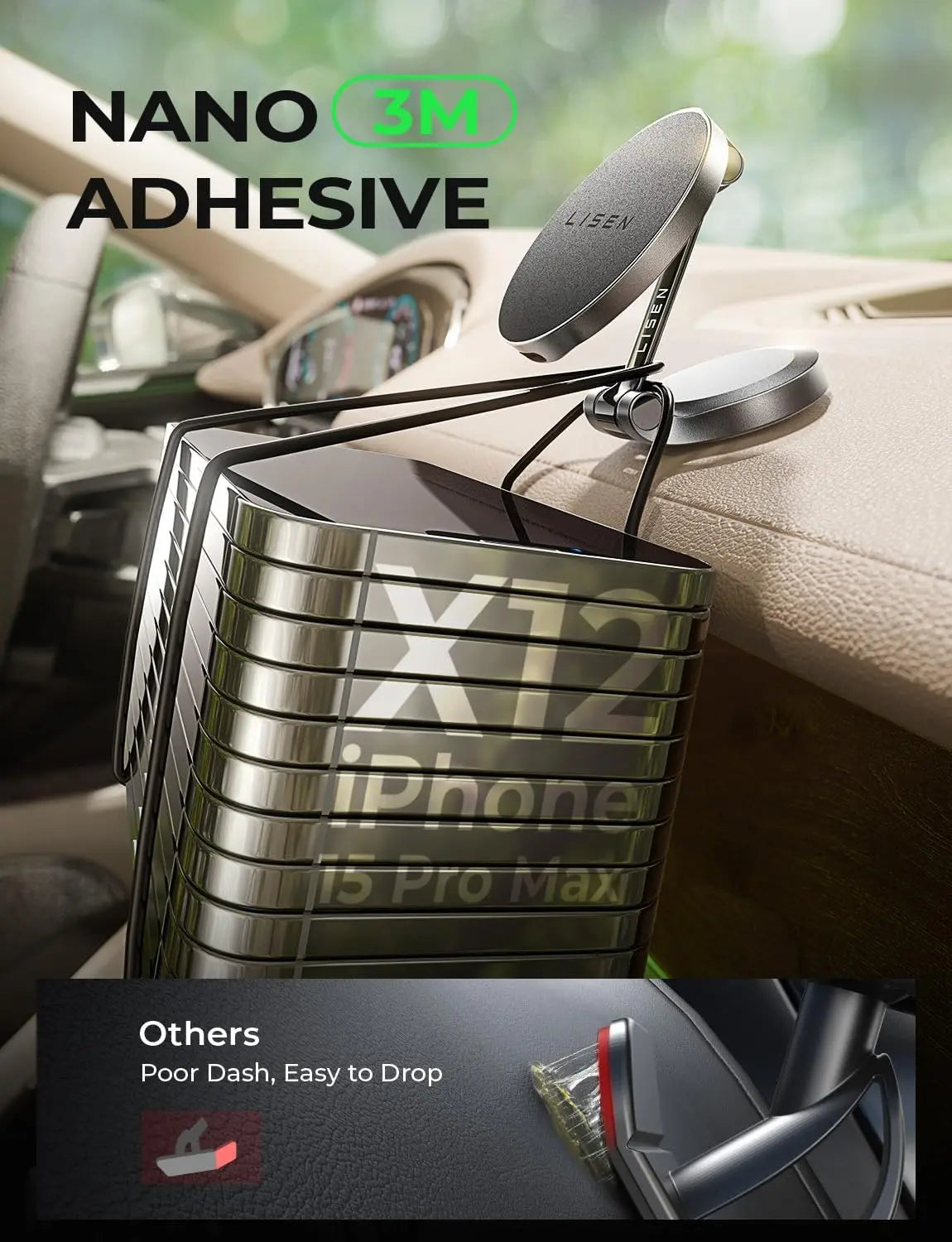LISEN for Magsafe Car Mount Charger Wireless Car Charger  Holder