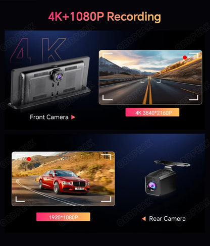 K2 Pro 11.3" Car DVR 4K Camera Wireless Carplay Dash Cam