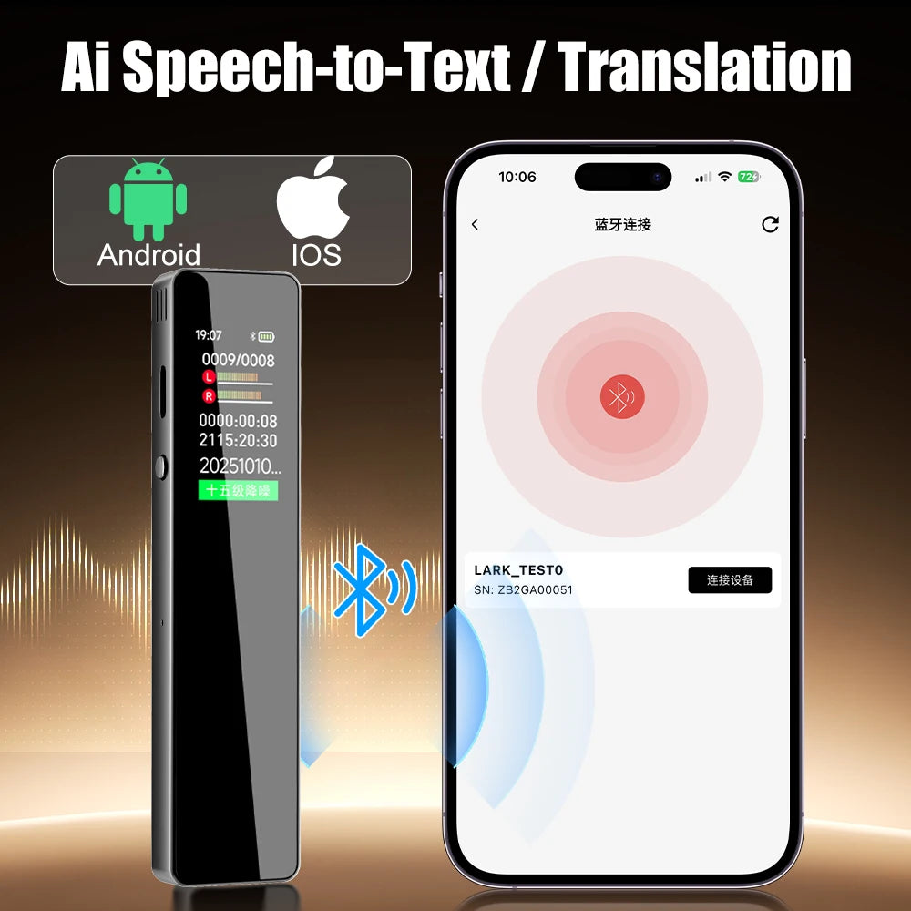 Famue Ai Voice Recorder with Text Transcription Mini Portable