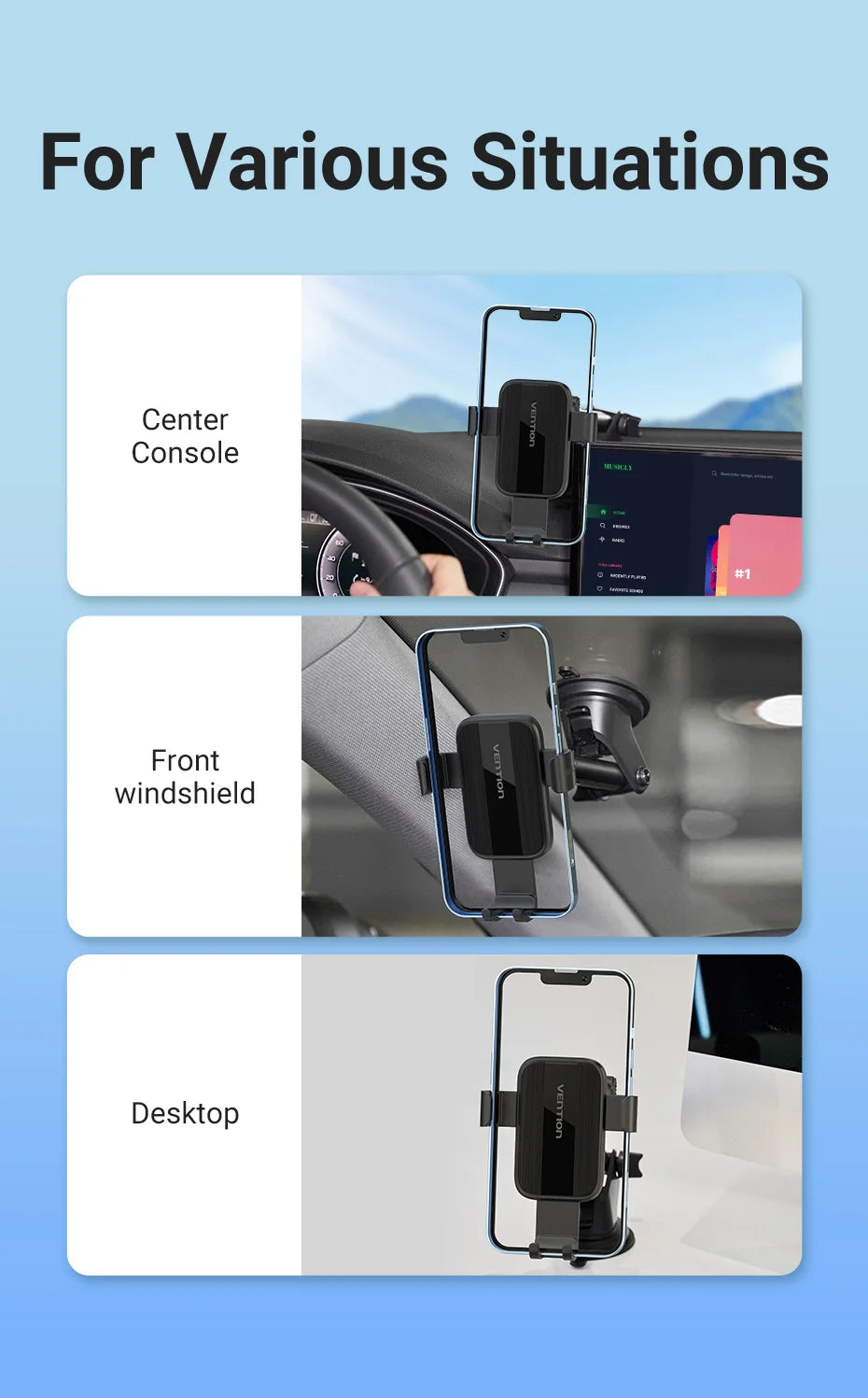 Vention Car Phone Holder Gravity Phone Stand