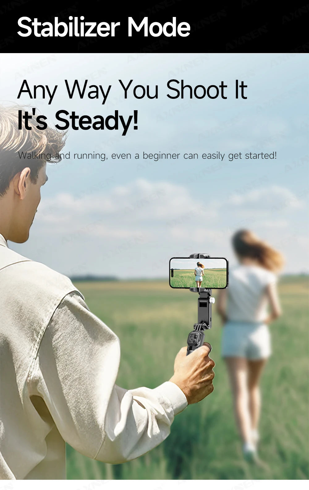 AXNEN AI Desktop Gimbal Tripod Extendable Selfie Stick