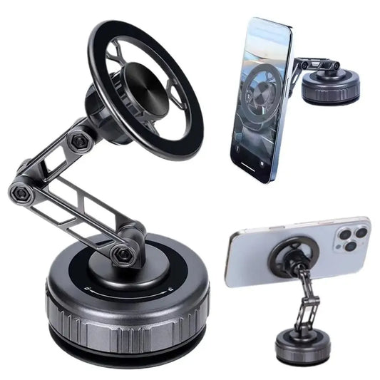 Car Phone Holder With Vacuum Magnetic Suction Cup Foldable