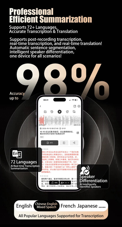 Famue Ai Voice Recorder with Text Transcription Mini Portable