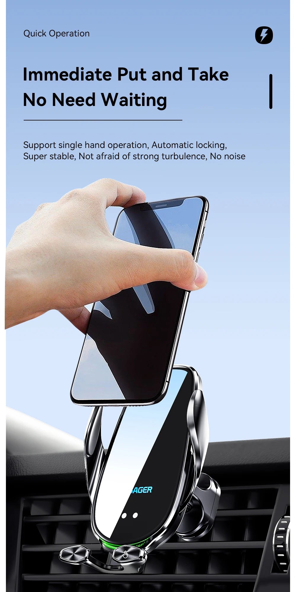 Essager Qi 15W Wireless Charger Car Phone Holder In Car Air Vent