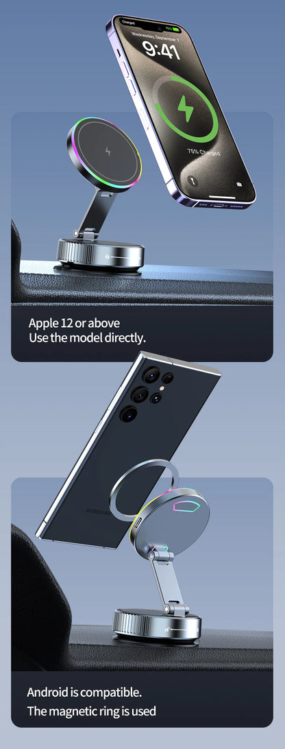 15W Wireless Charger Vacuum Magnetic Car Holder