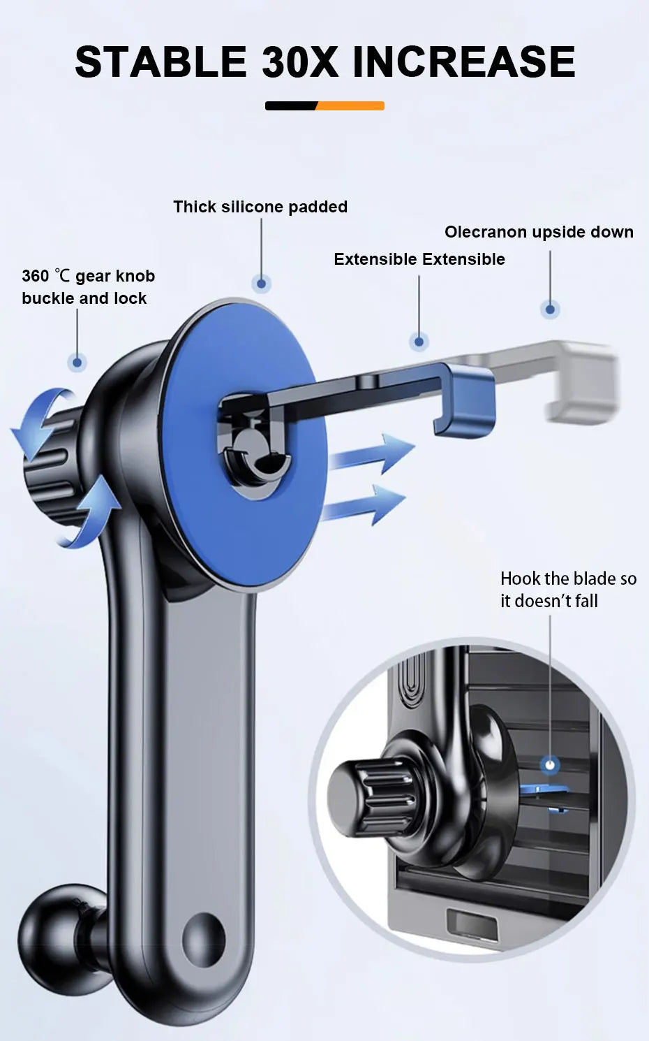 SEAMETAL Air Vent Car Phone Holder Telescopic Phone Mount