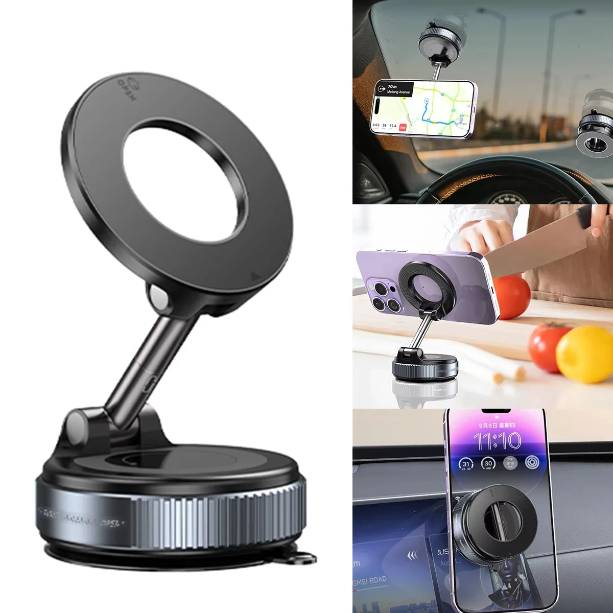 Car Phone Magnetic Stand Mechanical Vacuum Suction Cup Holder