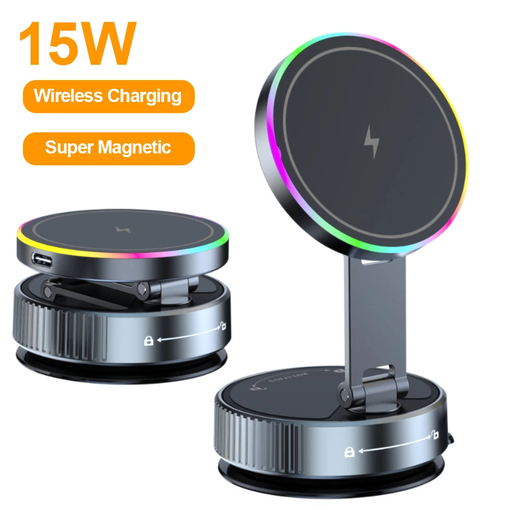 15W Wireless Car Charger Phone Holder Vacuum Suction Cup