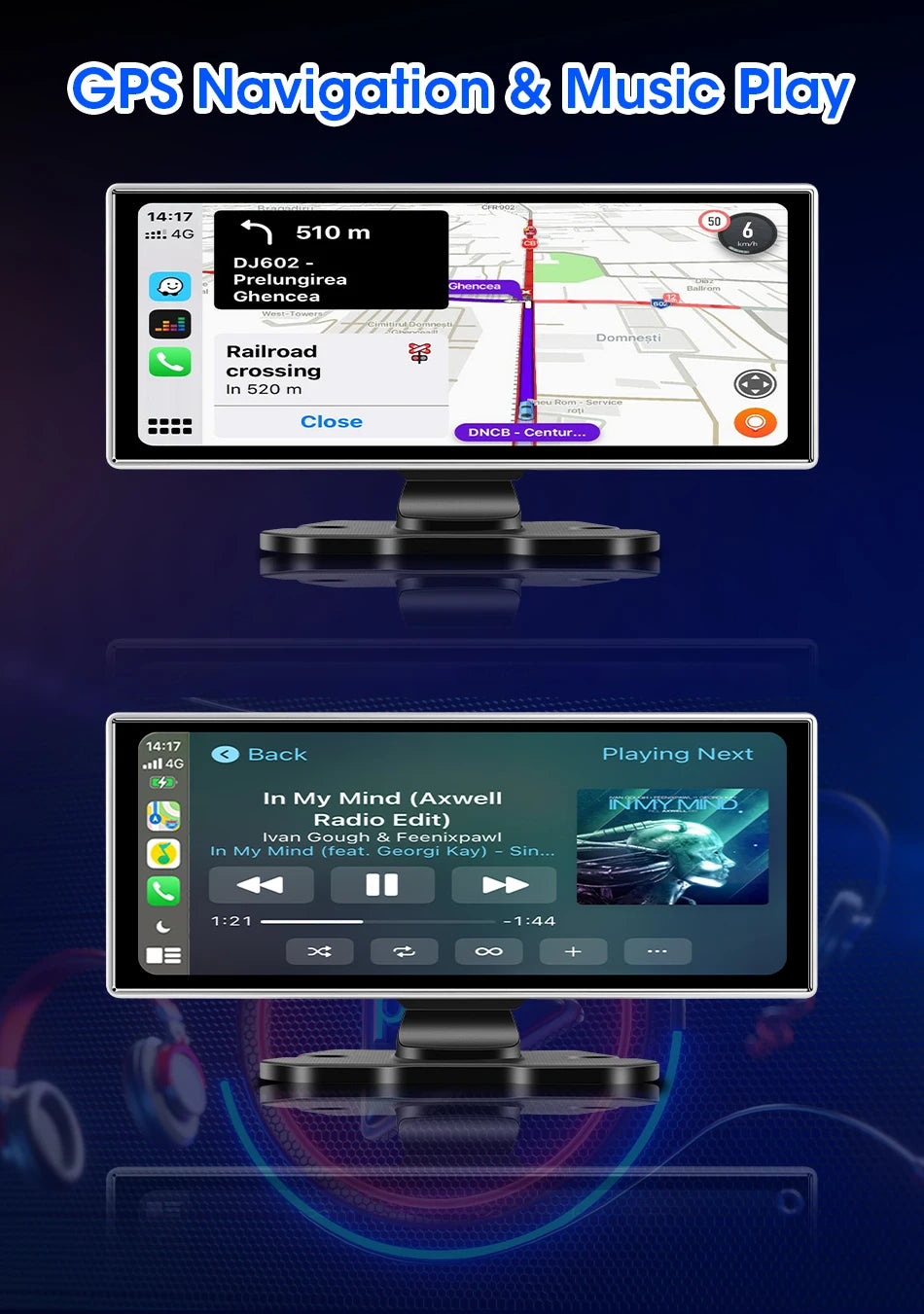 10/11.26 inch Dash Cam 4K Car DVR Wireless Carplay & Android Auto GPS