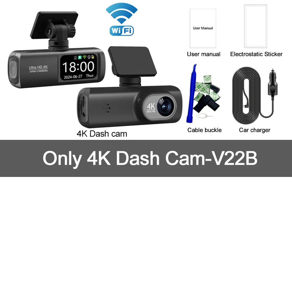 UHD 4K Dash Cam Dual Lens Driving Recorder Car DVR 1080P Rear Lens