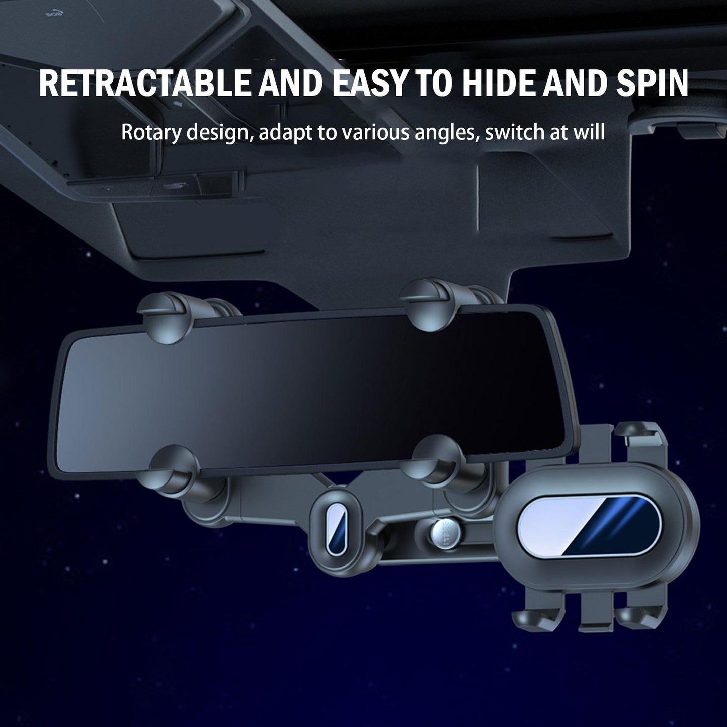 360° Car Rearview Mirror Mobile Phone Holder For Car Rotation