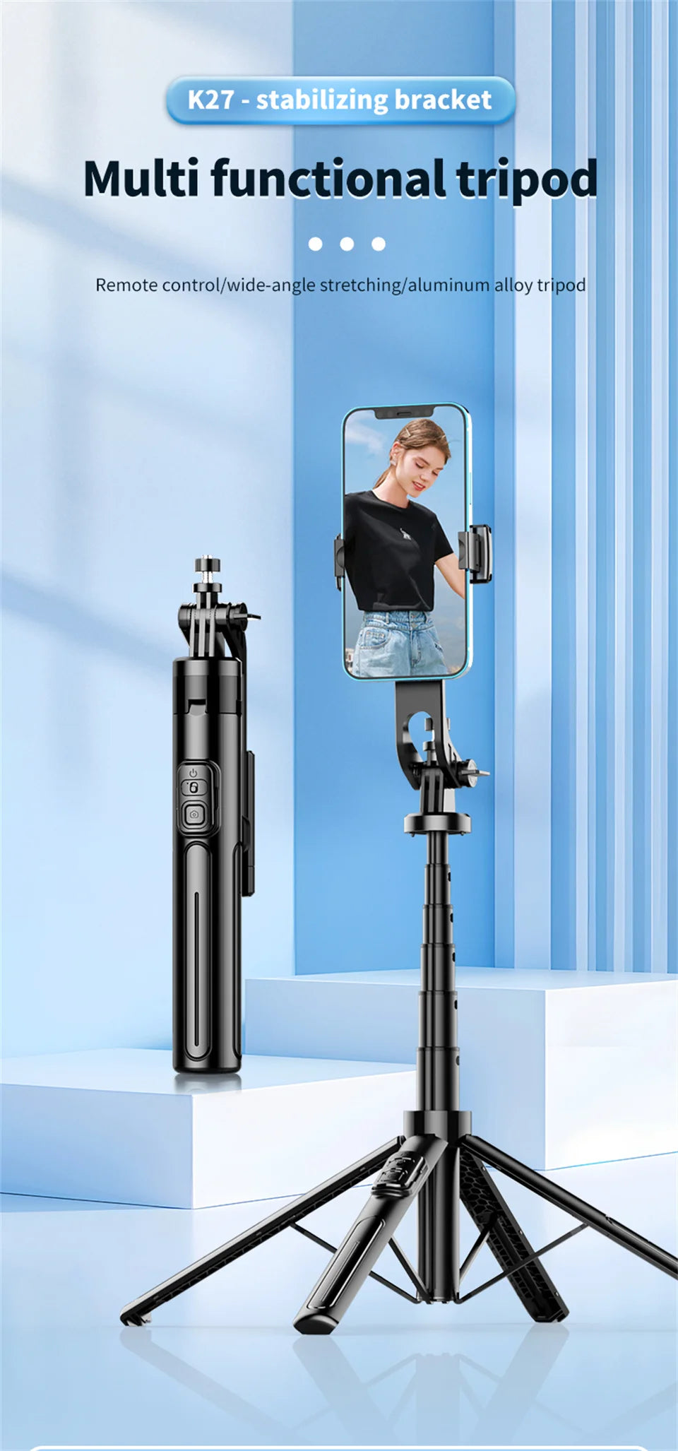 130cm Long Selfie Stick Tripod Extendable Wireless Bluetooth