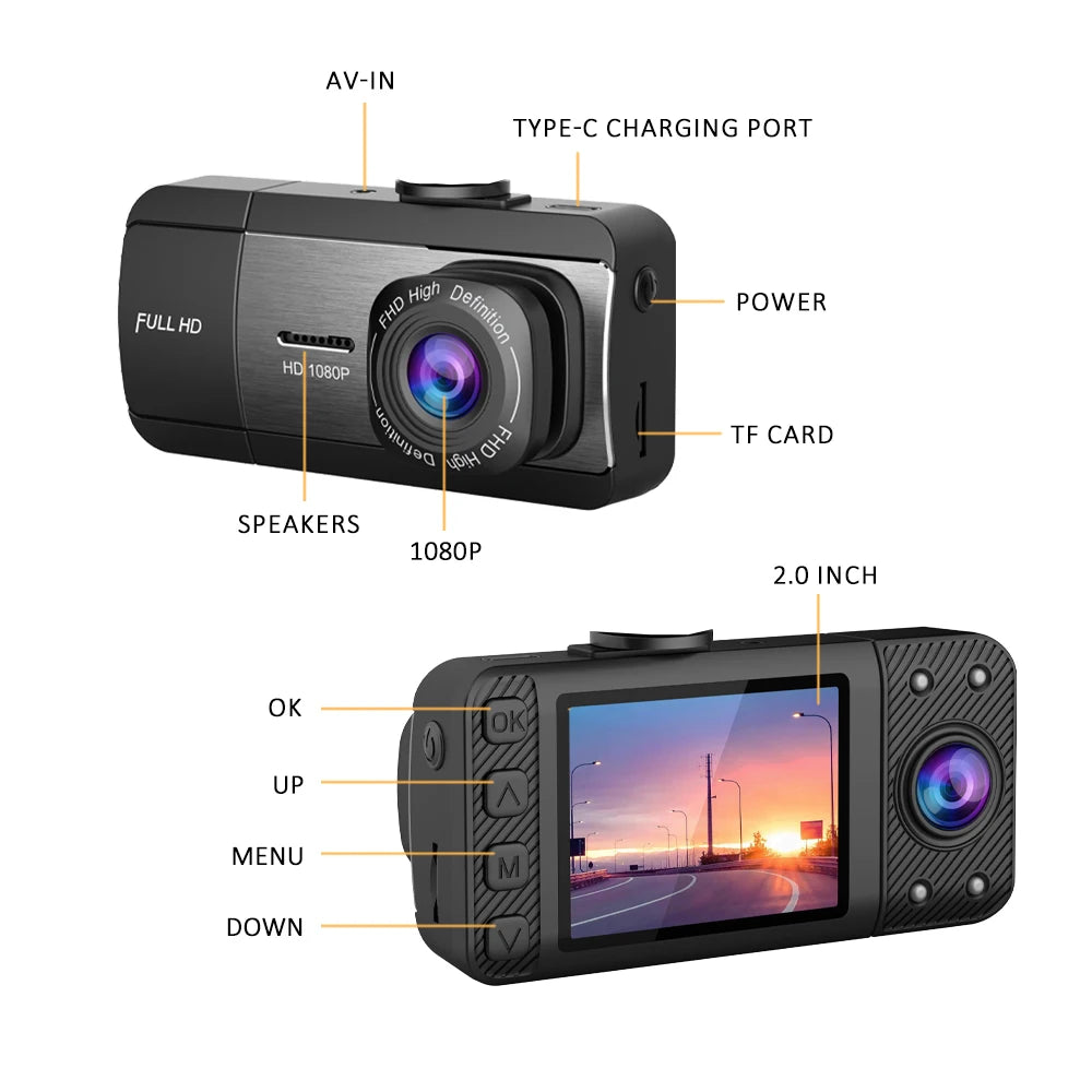 Newes 3Camera 1080P HD Dash Cam Hide Car Recording Camera