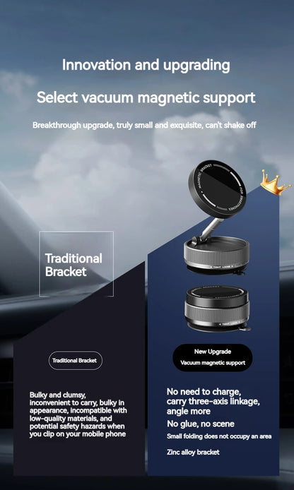 Vacuum Suction Magnetic Car Phone Holder Foldable Mirror