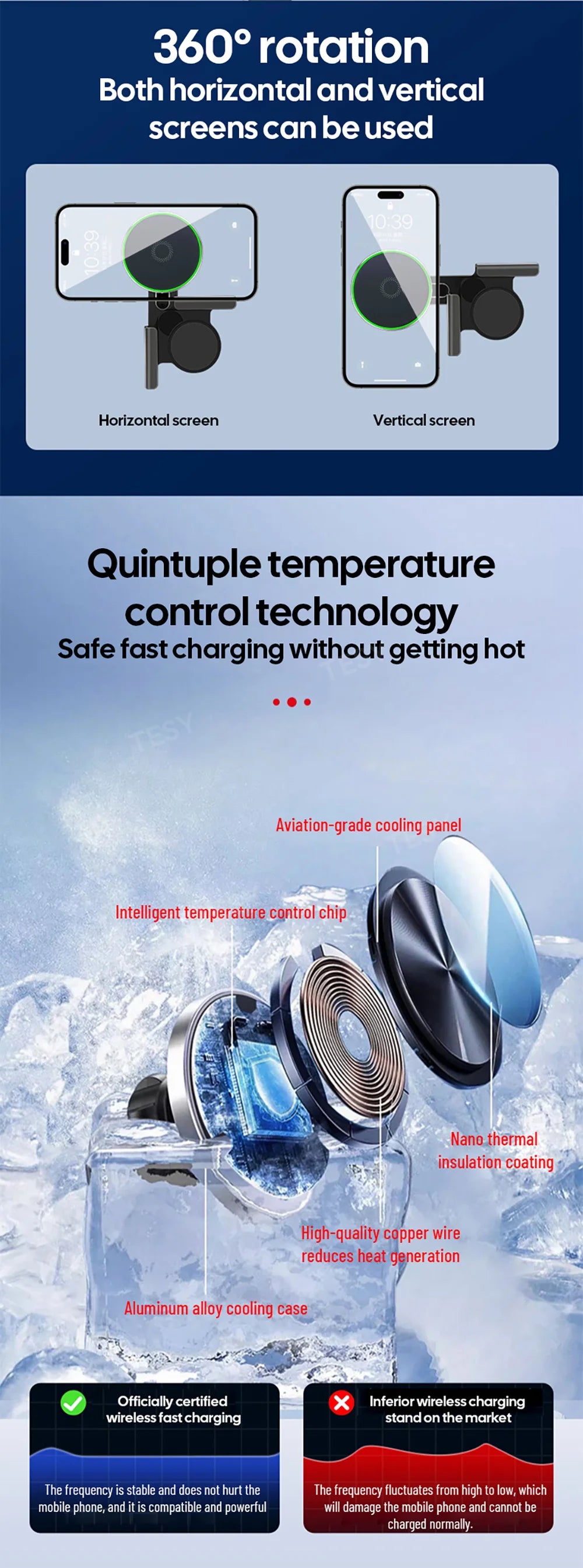 Cybertruck BYD Car Phone Mount Holder 15W Magnetic