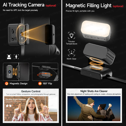 Foldable 3-Axis Phone Gimbal Stabilizer with Telescopic Rod