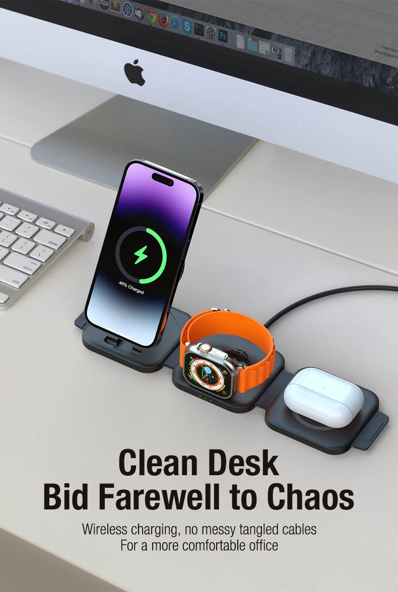 3 in 1 Wireless Charger Magnetic For iPhone Fast Charging