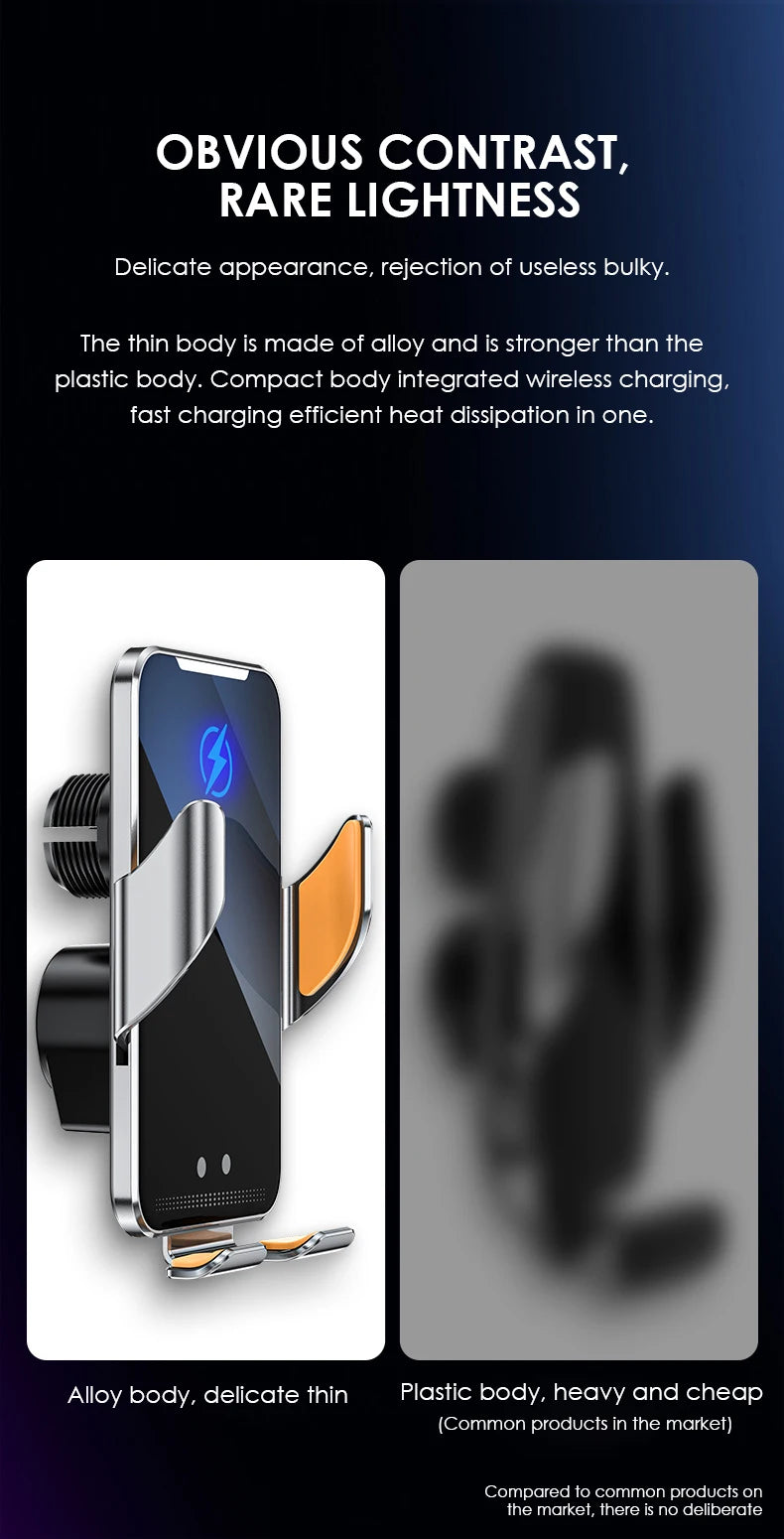 Wireless Car Charger Air Vent Auto Clamping Super Fast Charging