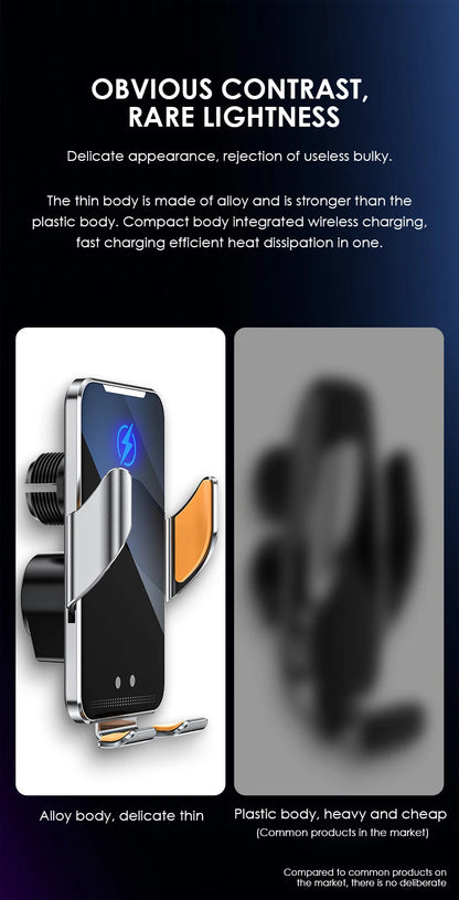 Wireless Car Charger Air Vent Auto Clamping Super Fast Charging