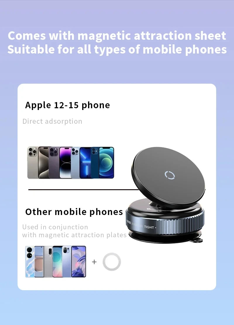Universal Vacuum Car Magnetic Phone Holder Foldable Suction Cup