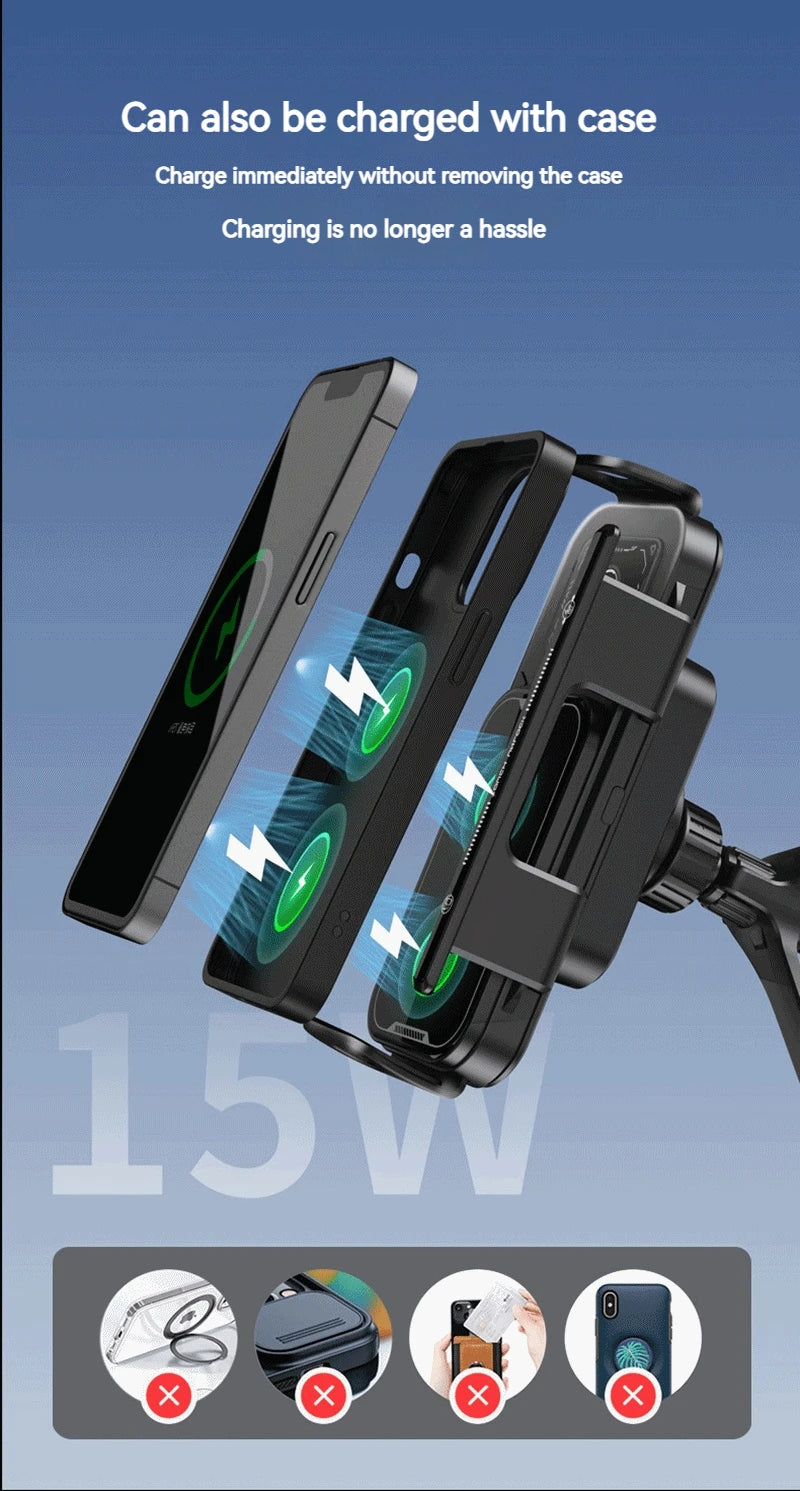 Universal Car Phone Wireless Charger Holder 360° Rotation Mount