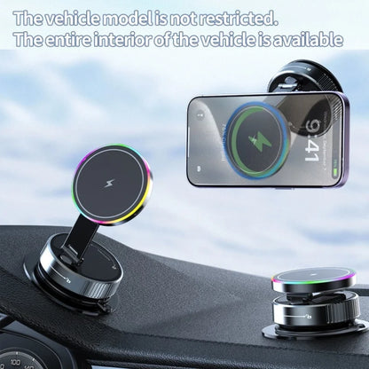 Car Phone Holder with RGB Light Wireless Car Charger Phone Holder